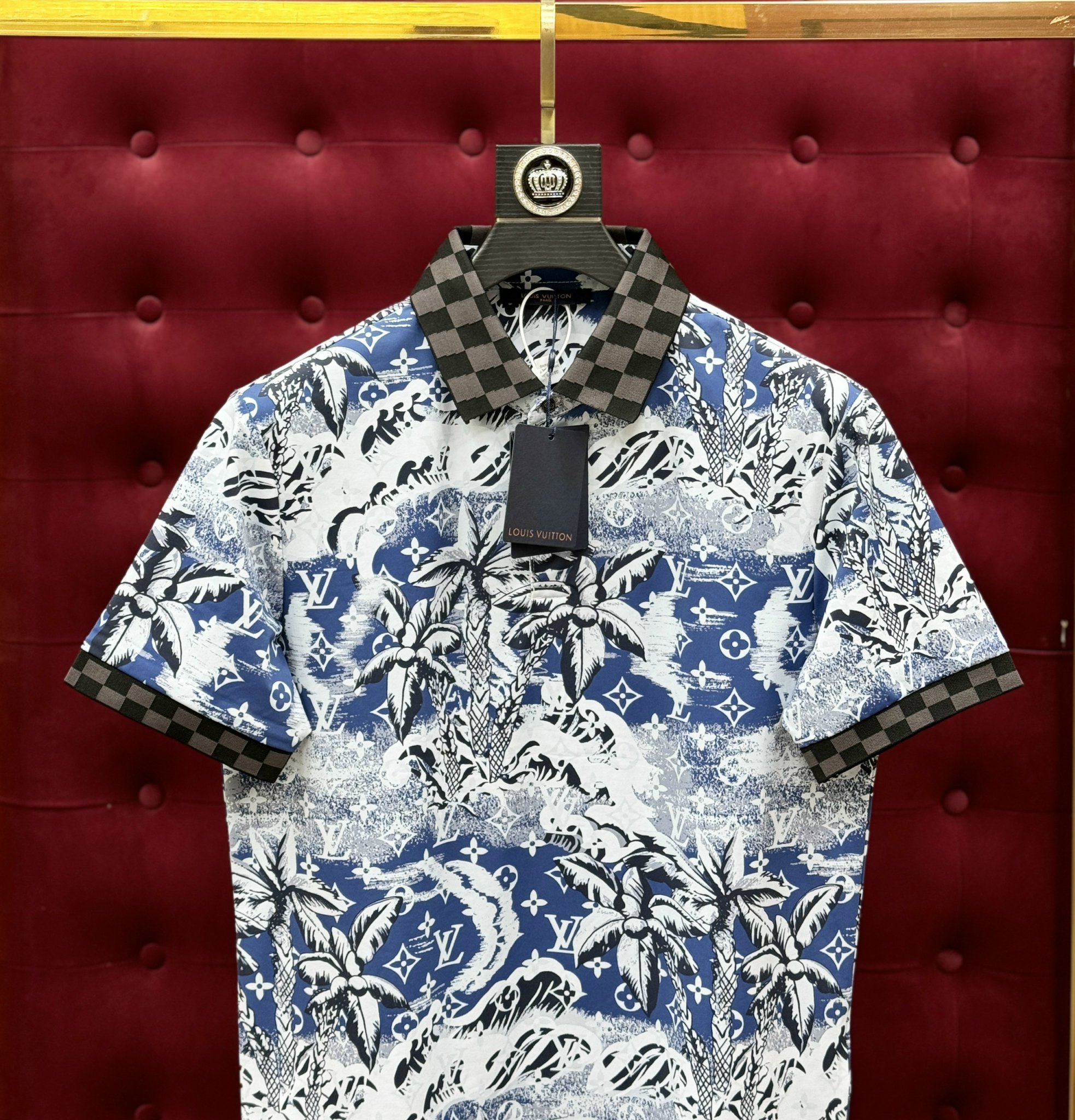 Áo polo Louis Vuitton LV họa tiết loang màu cây dừa Like Auth 1-1 on web CD